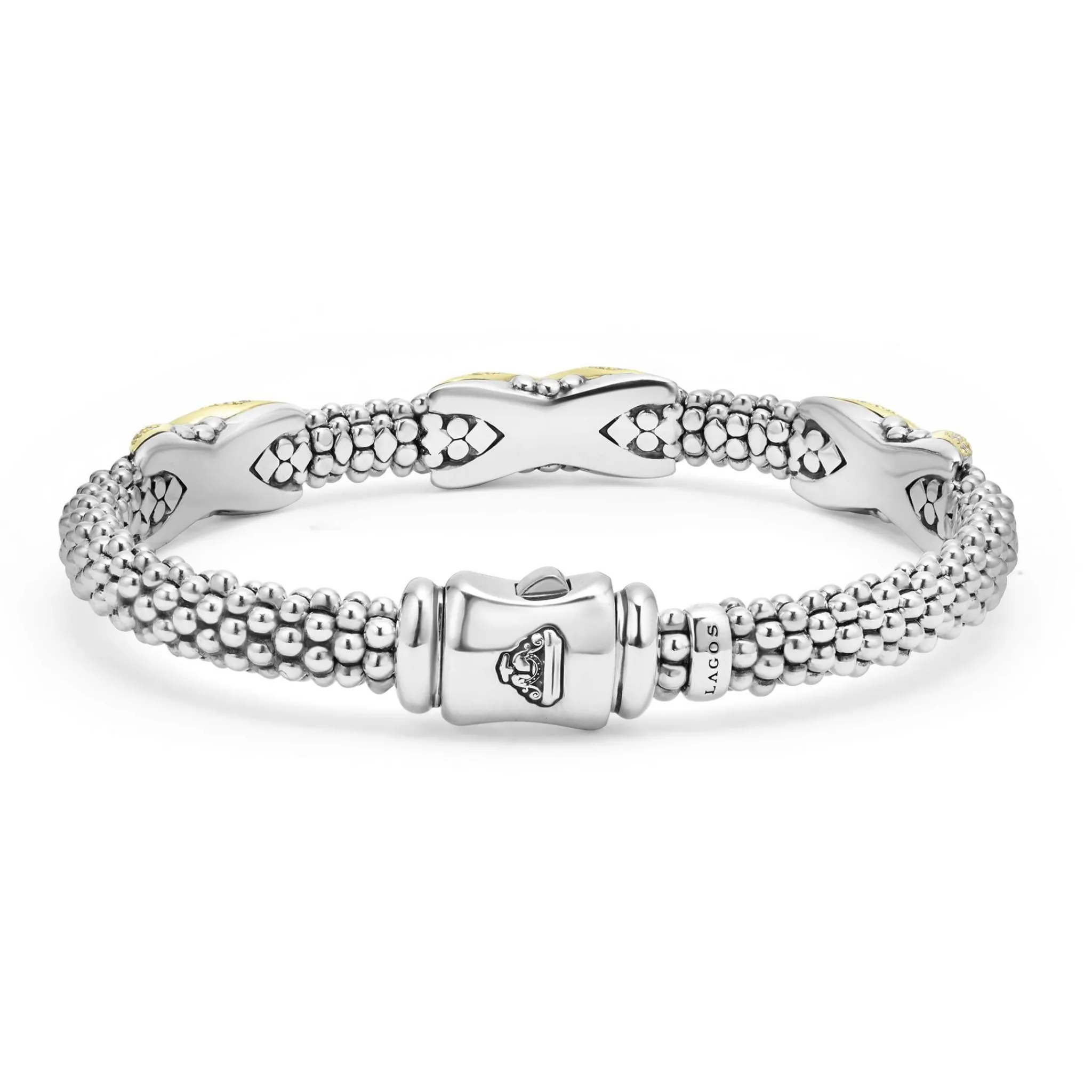 Hot LAGOS Three Station Diamond X Caviar Bracelet | 6Mm