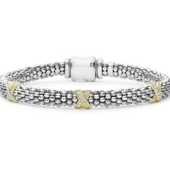 Best Sale LAGOS Three Station Gold X Diamond Caviar Bracelet | 6Mm