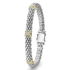 Best Sale LAGOS Three Station Gold X Diamond Caviar Bracelet | 6Mm