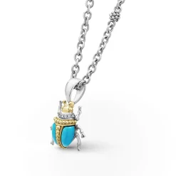 Best Sale LAGOS Turquoise Beetle Diamond Pendant Necklace