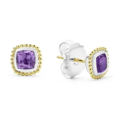 Fashion LAGOS Two-Tone Amethyst Stud Earrings