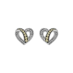 Best Sale LAGOS Two-Tone Beaded Heart Stud Earrings