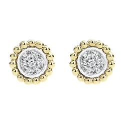 Clearance LAGOS Two-Tone Caviar Diamond Stud Earrings