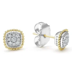 Clearance LAGOS Two-Tone Caviar Diamond Stud Earrings
