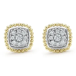 Store LAGOS Two-Tone Caviar Diamond Stud Earrings