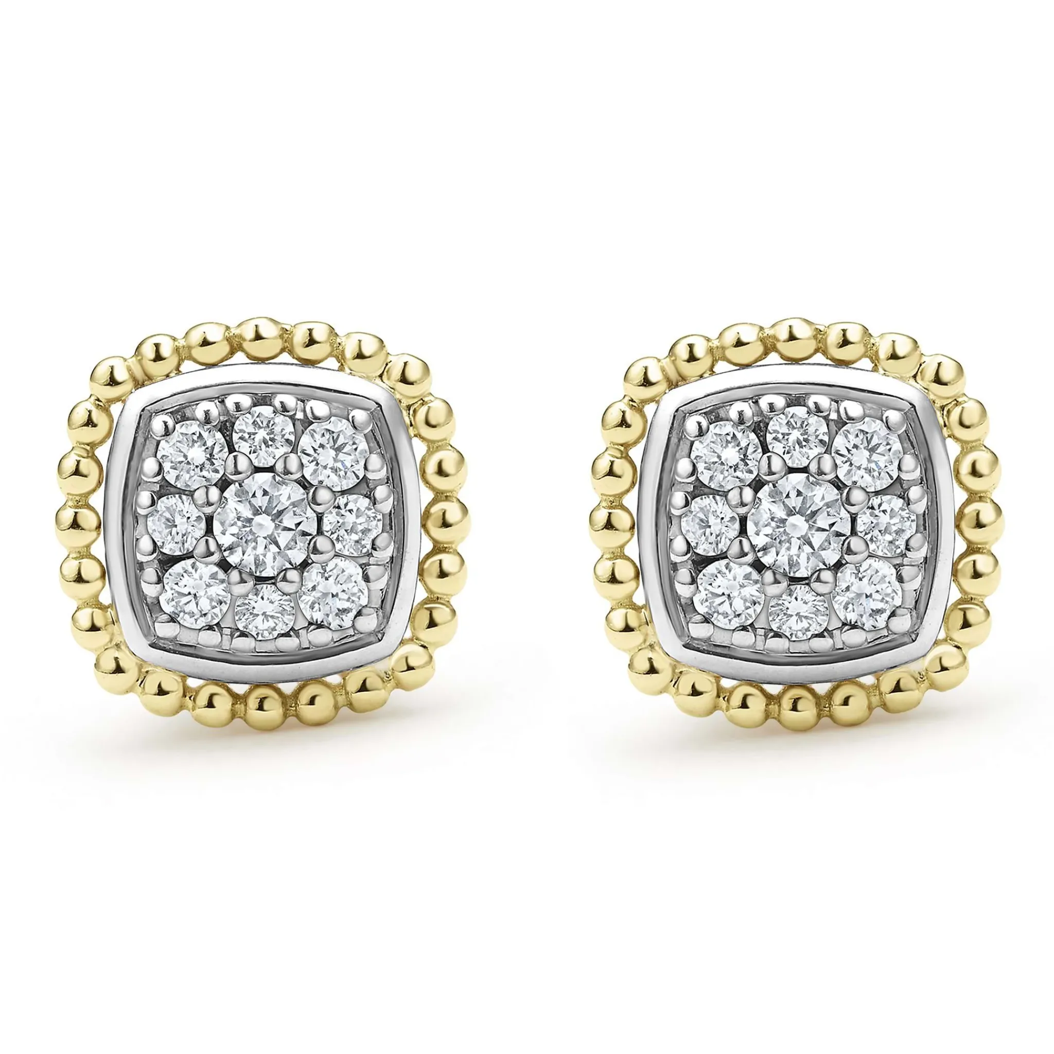 Store LAGOS Two-Tone Caviar Diamond Stud Earrings