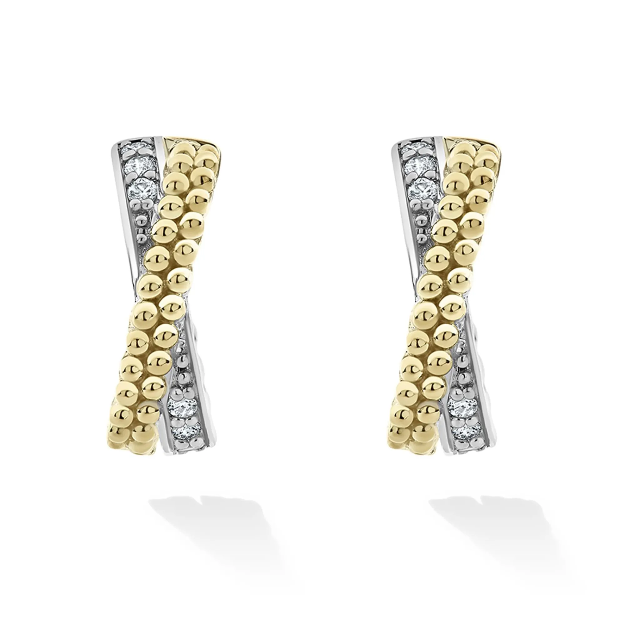Shop LAGOS Two-Tone Caviar X Diamond Huggie Earrings