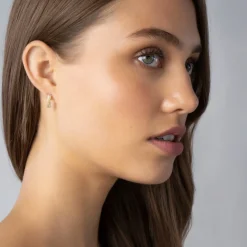 Store LAGOS Two-Tone Caviar X Diamond Huggie Earrings