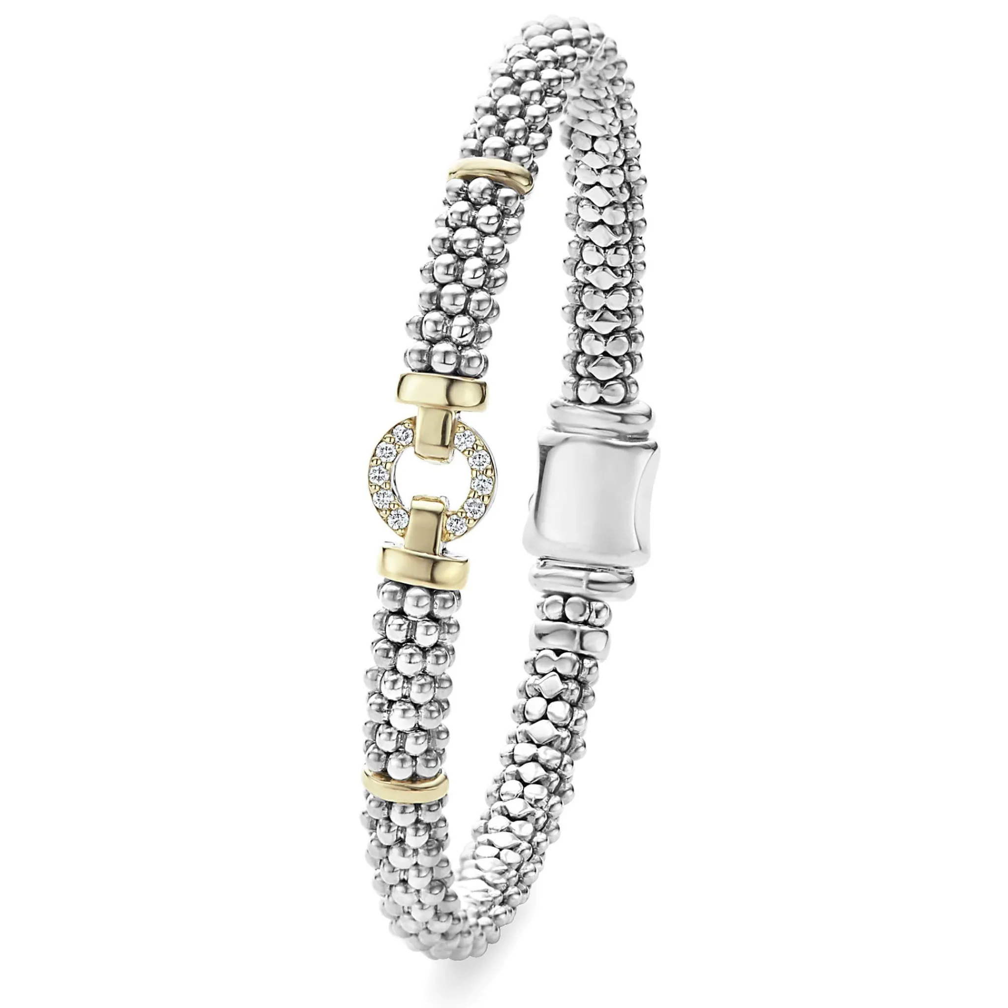 Cheap LAGOS Two-Tone Diamond Circle Caviar Bracelet | 6Mm