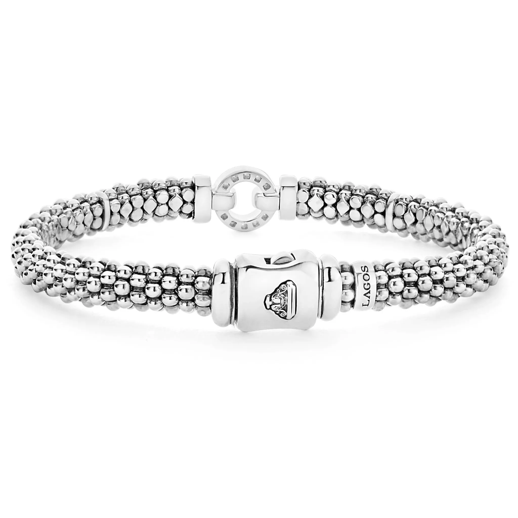 Shop LAGOS Two-Tone Diamond Circle Caviar Bracelet | 6Mm