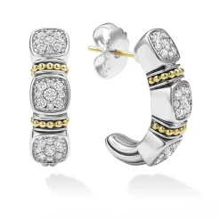 Discount LAGOS Two-Tone Diamond Hoop Earrings