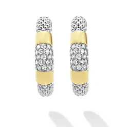 Cheap LAGOS Two-Tone Diamond Hoop Earrings