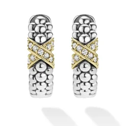 Store LAGOS Two-Tone Diamond Huggie Earrings