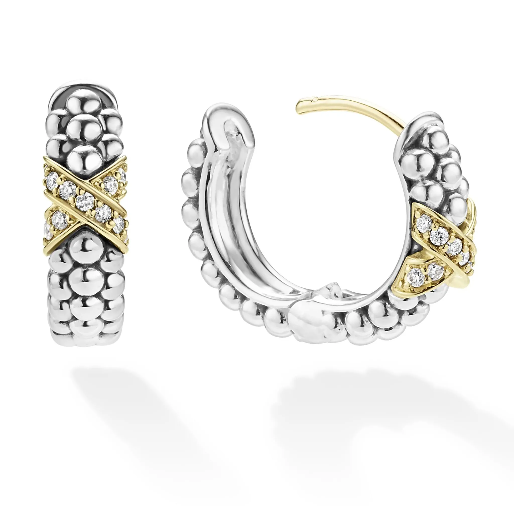 Shop LAGOS Two-Tone Diamond Huggie Earrings