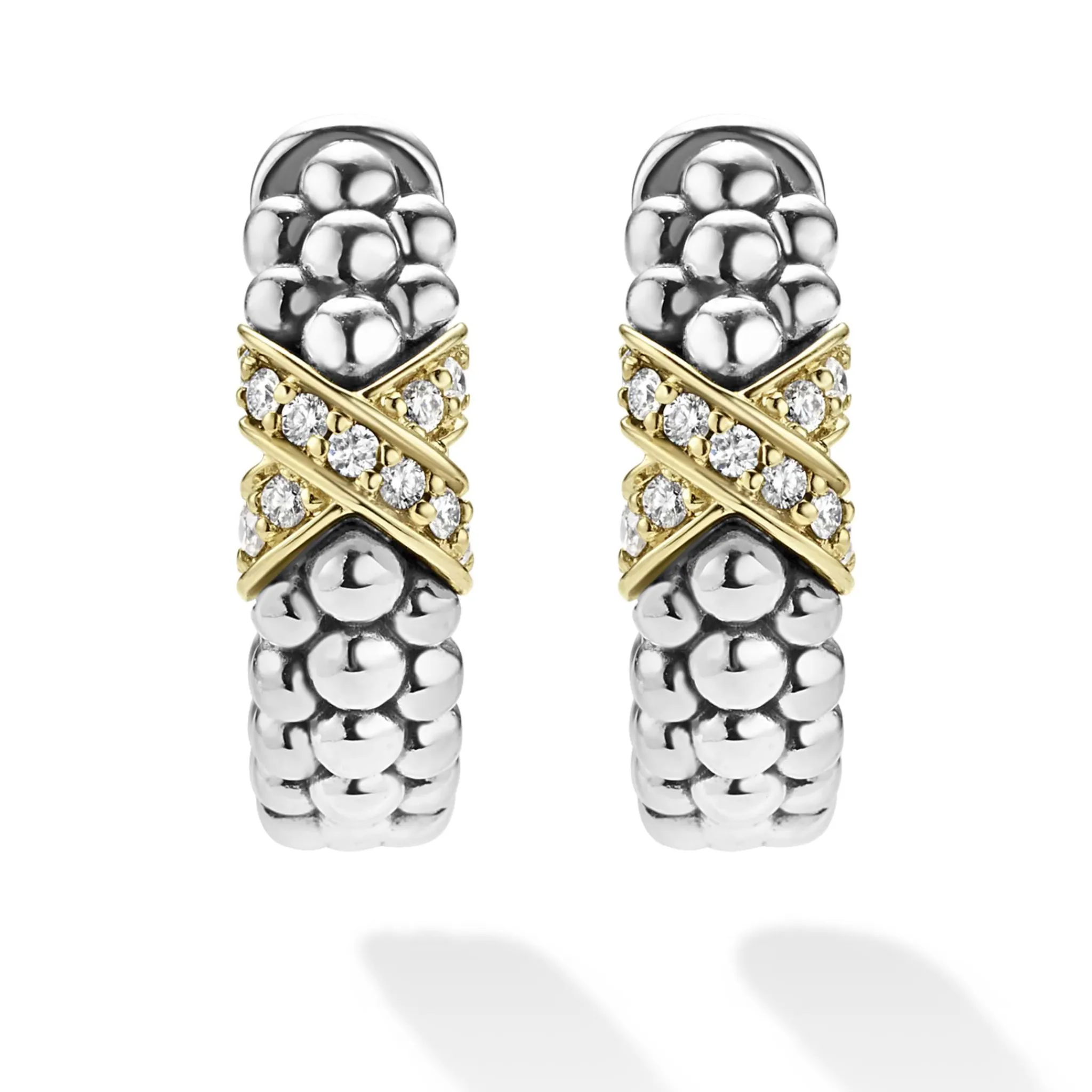 Shop LAGOS Two-Tone Diamond Huggie Earrings