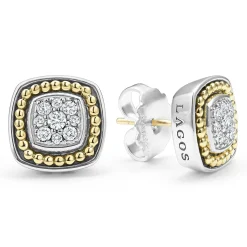 Shop LAGOS Two-Tone Diamond Stud Earrings