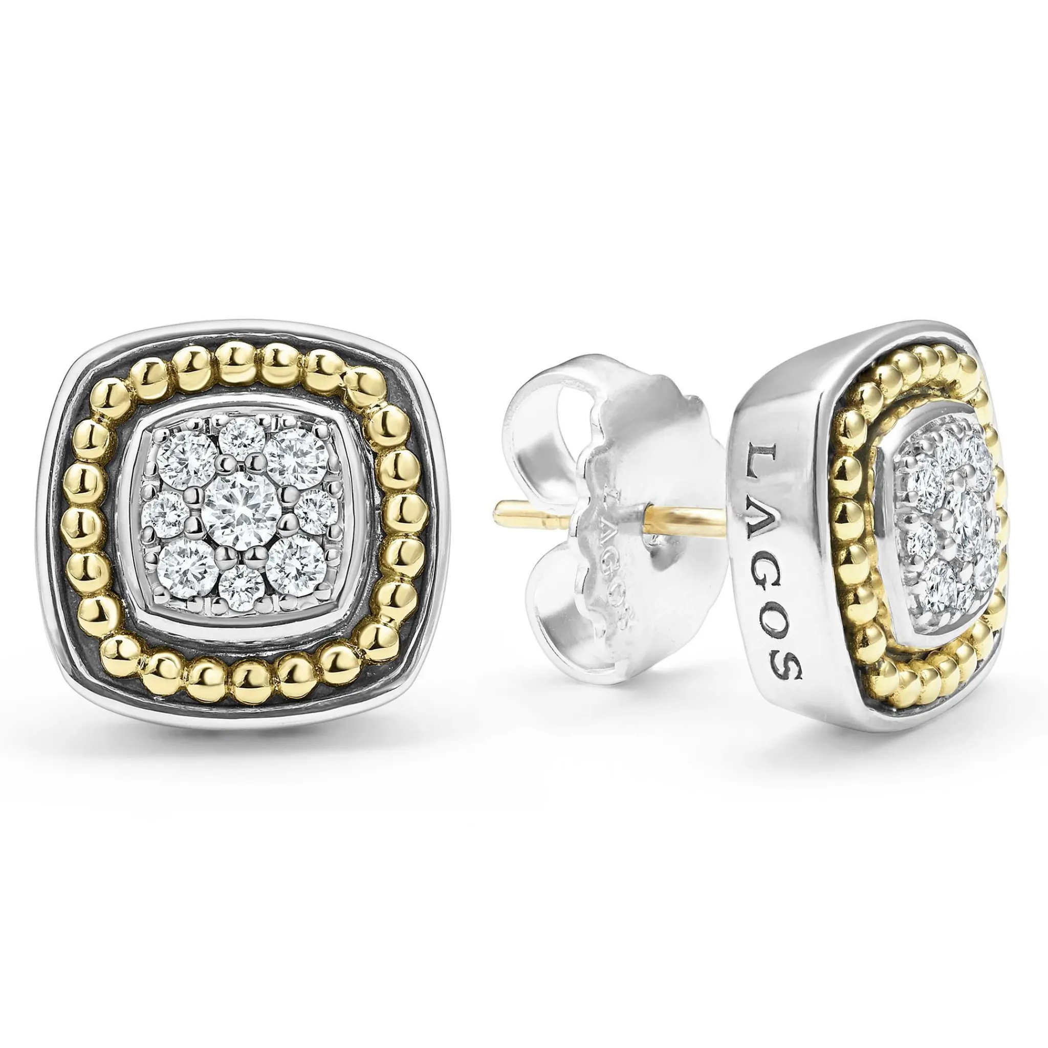 Online LAGOS Two-Tone Diamond Stud Earrings