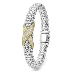 Shop LAGOS Two-Tone Diamond X Caviar Bracelet | 9Mm