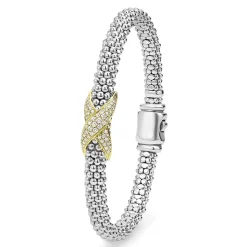 Shop LAGOS Two-Tone Diamond X Caviar Bracelet | 6Mm