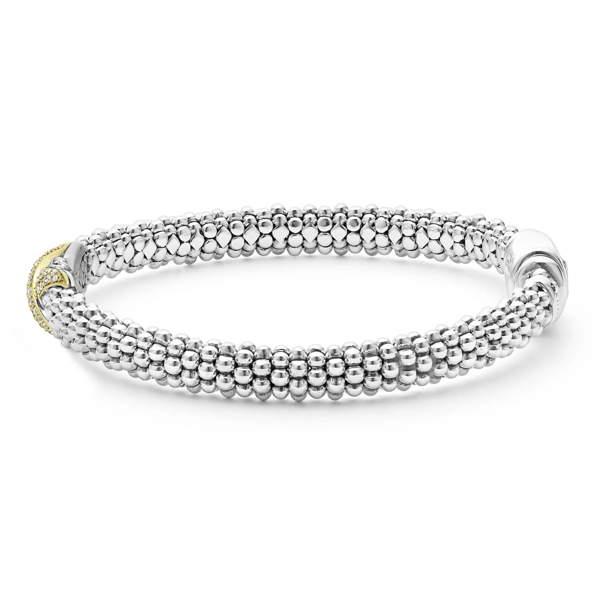 Hot LAGOS Two-Tone Diamond X Caviar Bracelet | 6Mm