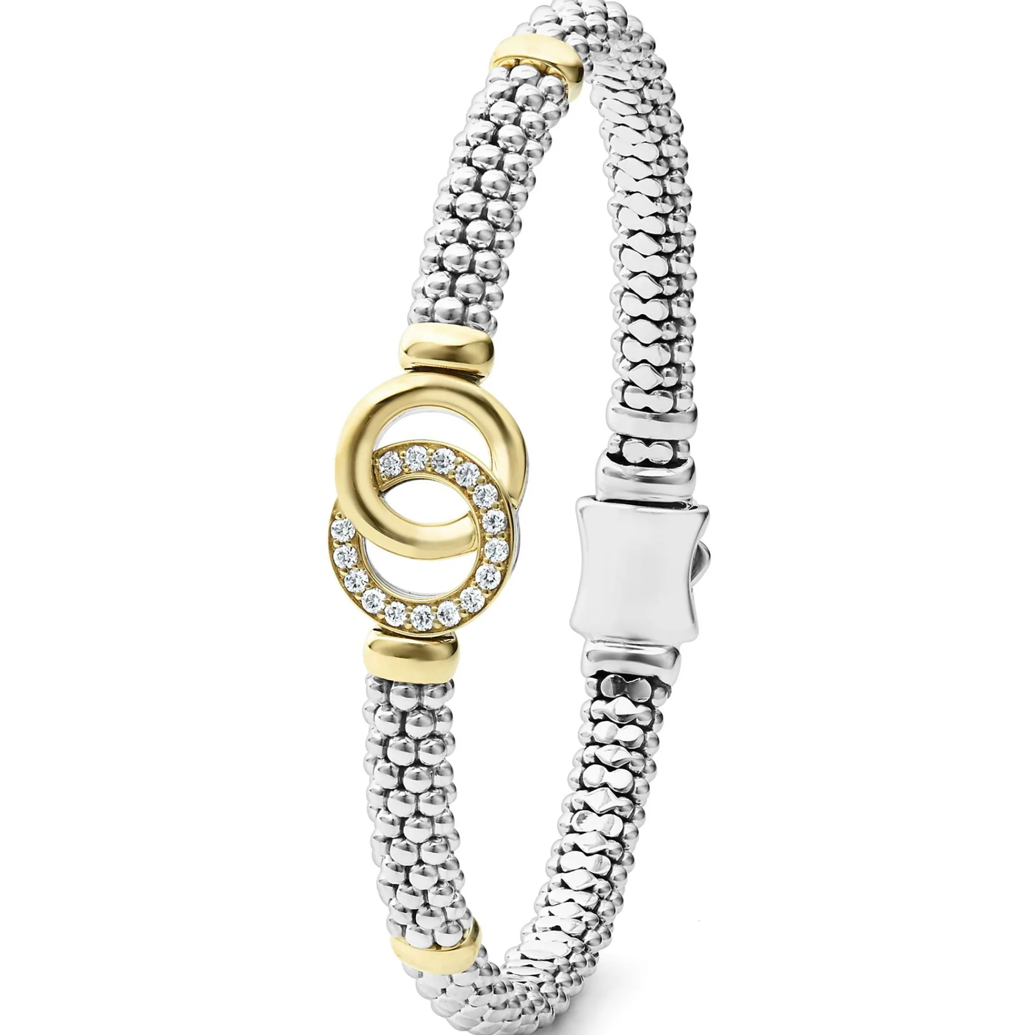 Hot LAGOS Two-Tone Interlocking Diamond Caviar Bracelet | 6Mm