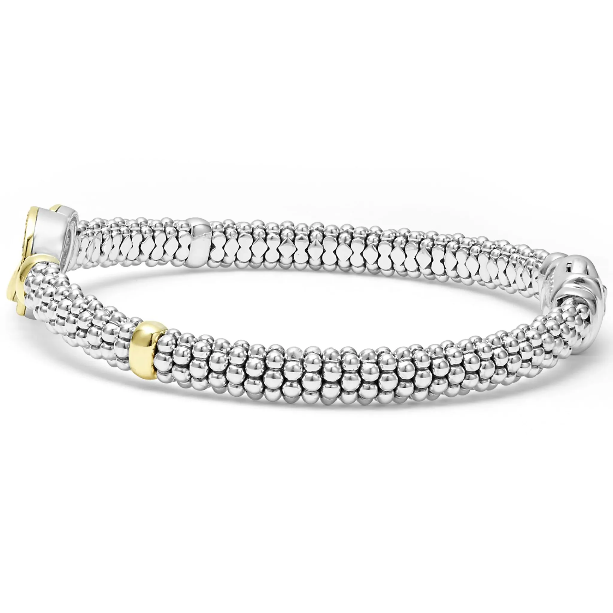 Hot LAGOS Two-Tone Interlocking Diamond Caviar Bracelet | 6Mm