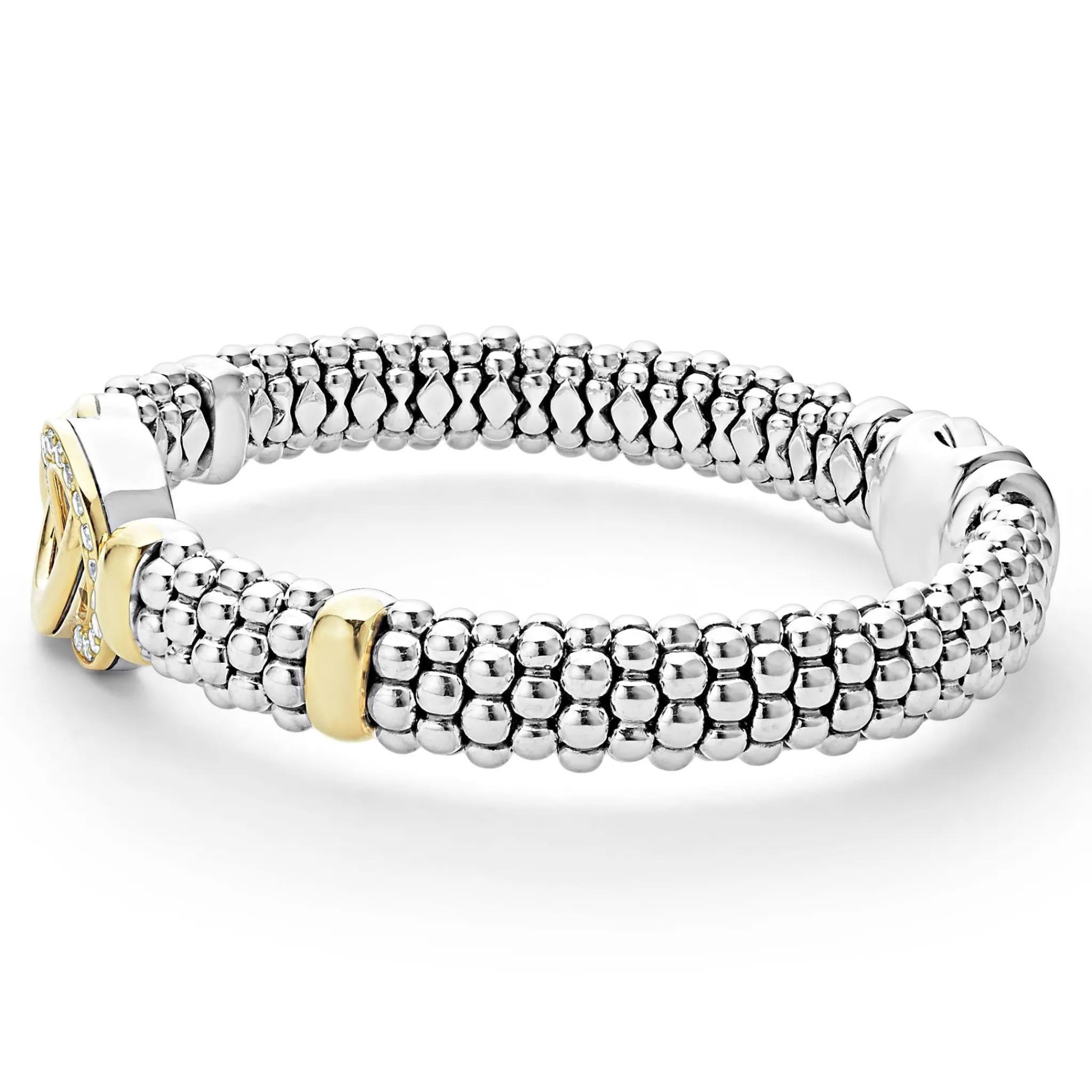 Shop LAGOS Two-Tone Interlocking Diamond Caviar Bracelet | 9Mm