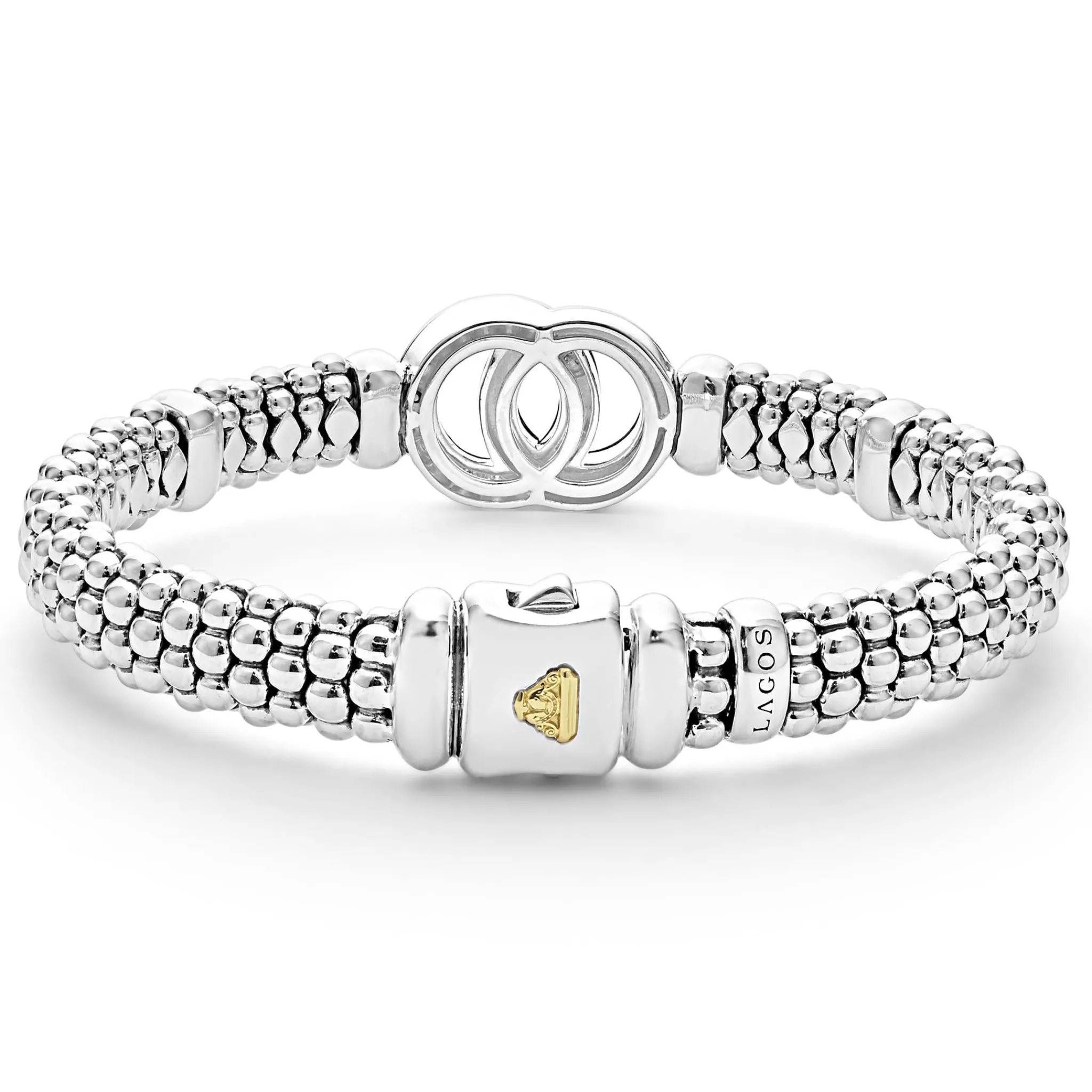 Shop LAGOS Two-Tone Interlocking Diamond Caviar Bracelet | 9Mm