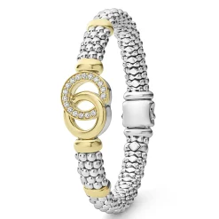 Shop LAGOS Two-Tone Interlocking Diamond Caviar Bracelet | 9Mm