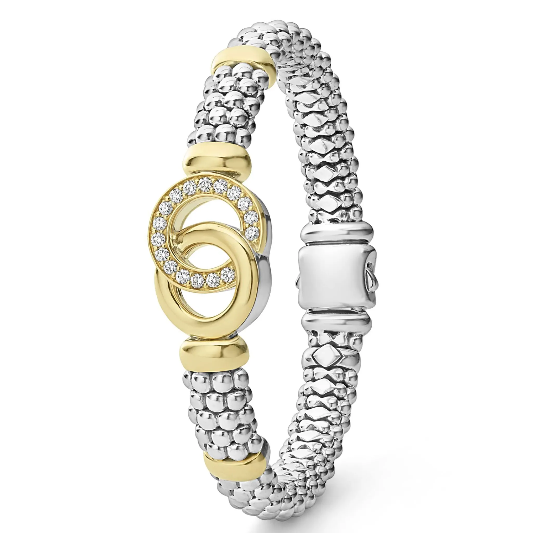 Shop LAGOS Two-Tone Interlocking Diamond Caviar Bracelet | 9Mm