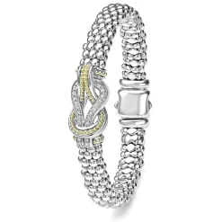 Hot LAGOS Two-Tone Knot Caviar Diamond Bracelet | 9Mm