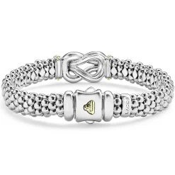 Hot LAGOS Two-Tone Knot Caviar Diamond Bracelet | 9Mm