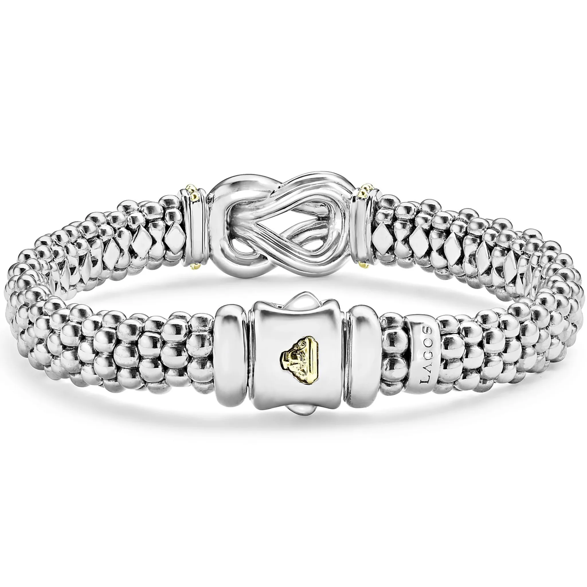 Hot LAGOS Two-Tone Knot Caviar Diamond Bracelet | 9Mm