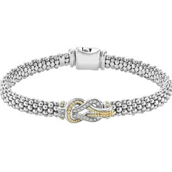 Shop LAGOS Two-Tone Knot Caviar Diamond Bracelet | 6Mm