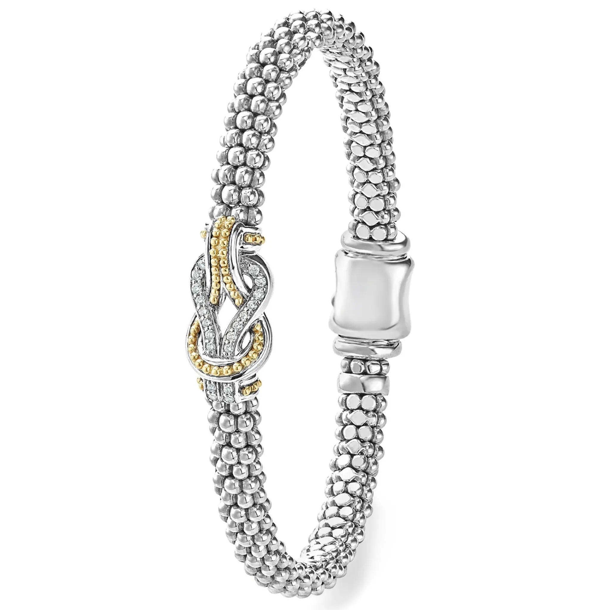 Shop LAGOS Two-Tone Knot Caviar Diamond Bracelet | 6Mm