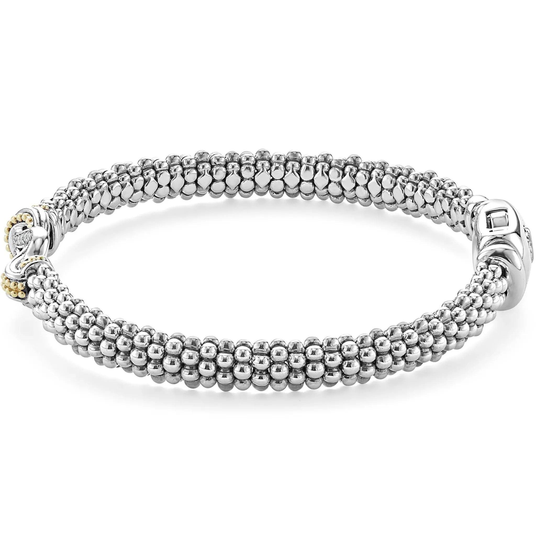 Shop LAGOS Two-Tone Knot Caviar Diamond Bracelet | 6Mm