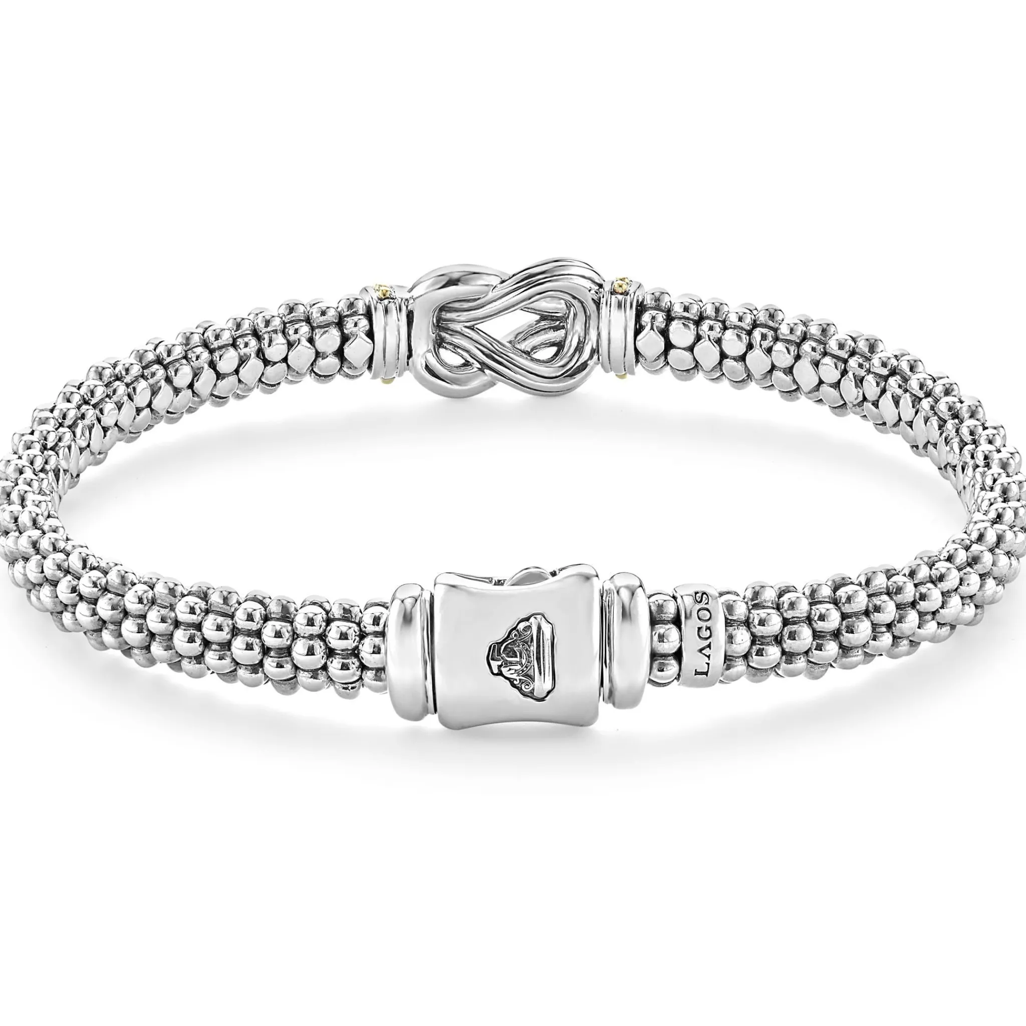 Shop LAGOS Two-Tone Knot Caviar Diamond Bracelet | 6Mm