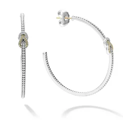 New LAGOS Two-Tone Knot Diamond Hoop Earring