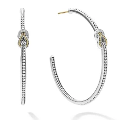 Shop LAGOS Two-Tone Knot Diamond Hoop Earring