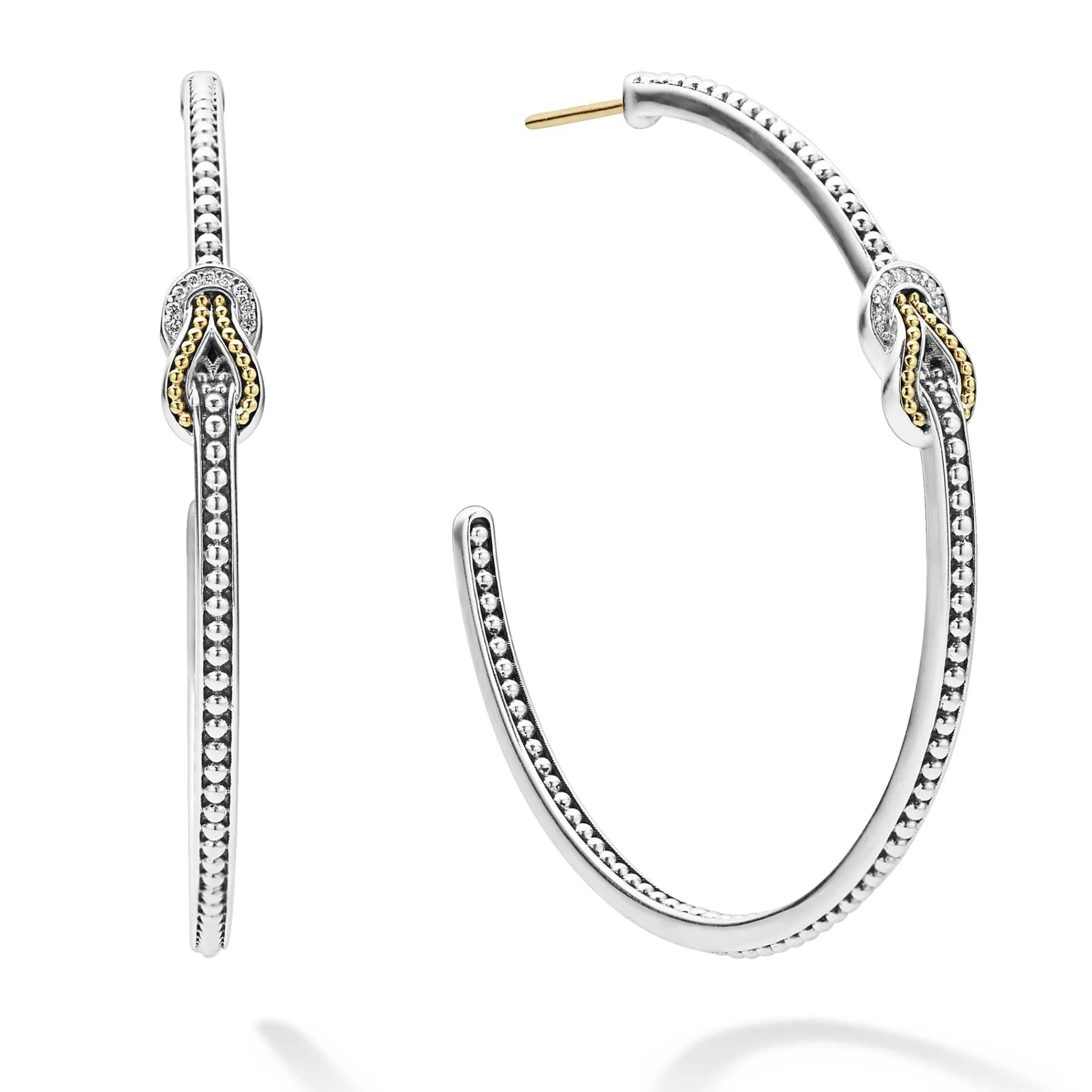 Shop LAGOS Two-Tone Knot Diamond Hoop Earring
