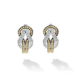 Best Sale LAGOS Two-Tone Knot Diamond Huggie Earrings