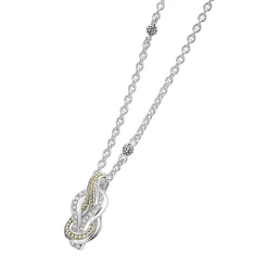 Store LAGOS Two-Tone Knot Diamond Pendant Necklace