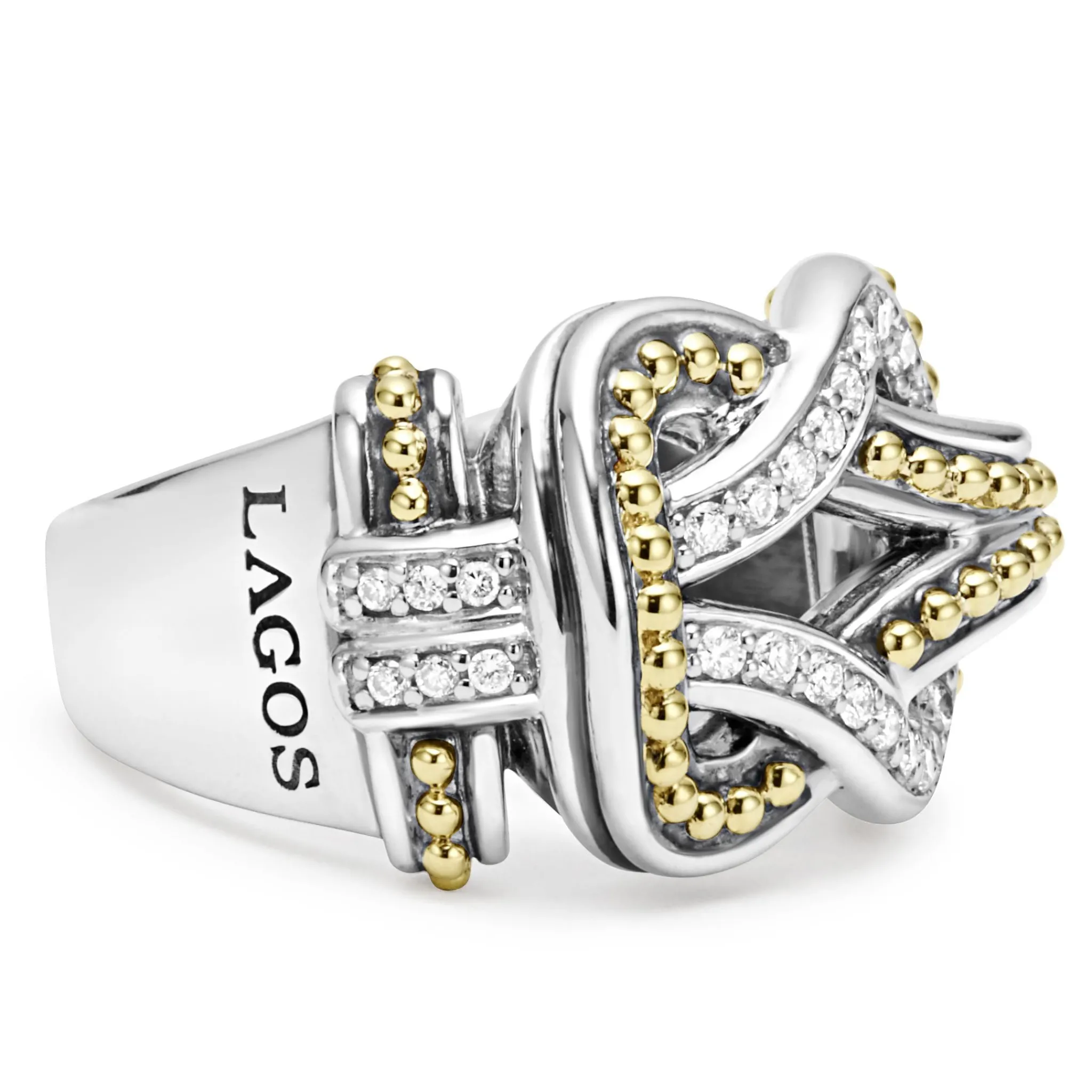 Store LAGOS Two-Tone Knot Diamond Statement Ring