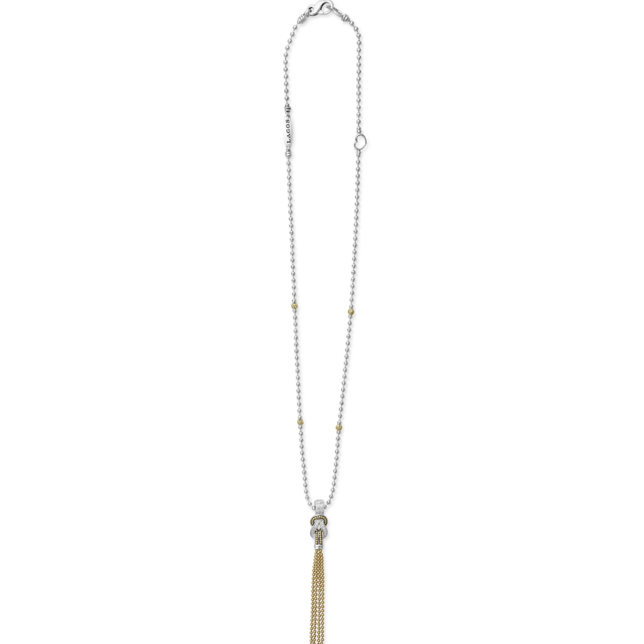 Cheap LAGOS Two-Tone Knot Diamond Tassel Pendant Necklace