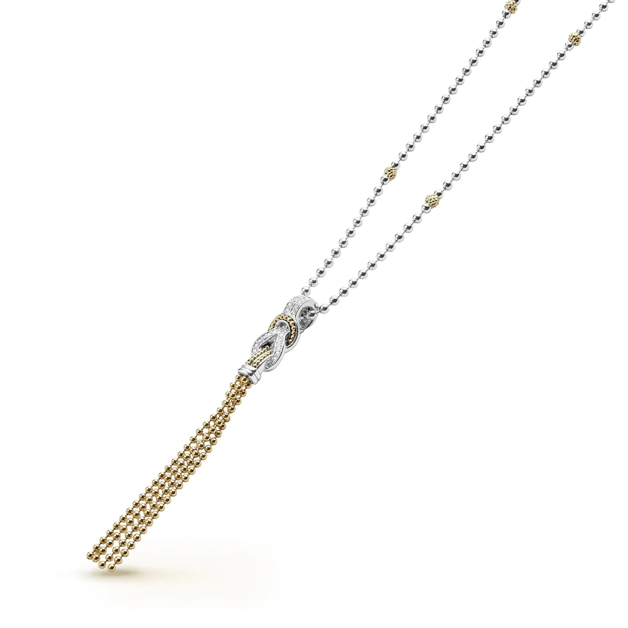 Cheap LAGOS Two-Tone Knot Diamond Tassel Pendant Necklace