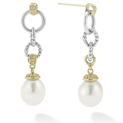 Outlet LAGOS Two-Tone Pearl Circle Drop Earrings