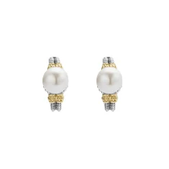 Shop LAGOS Two-Tone Pearl Huggie Earrings