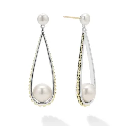 Outlet LAGOS Two-Tone Pearl Tear Drop Earrings