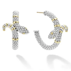 Clearance LAGOS Two-Tone Snake Hoop Earrings