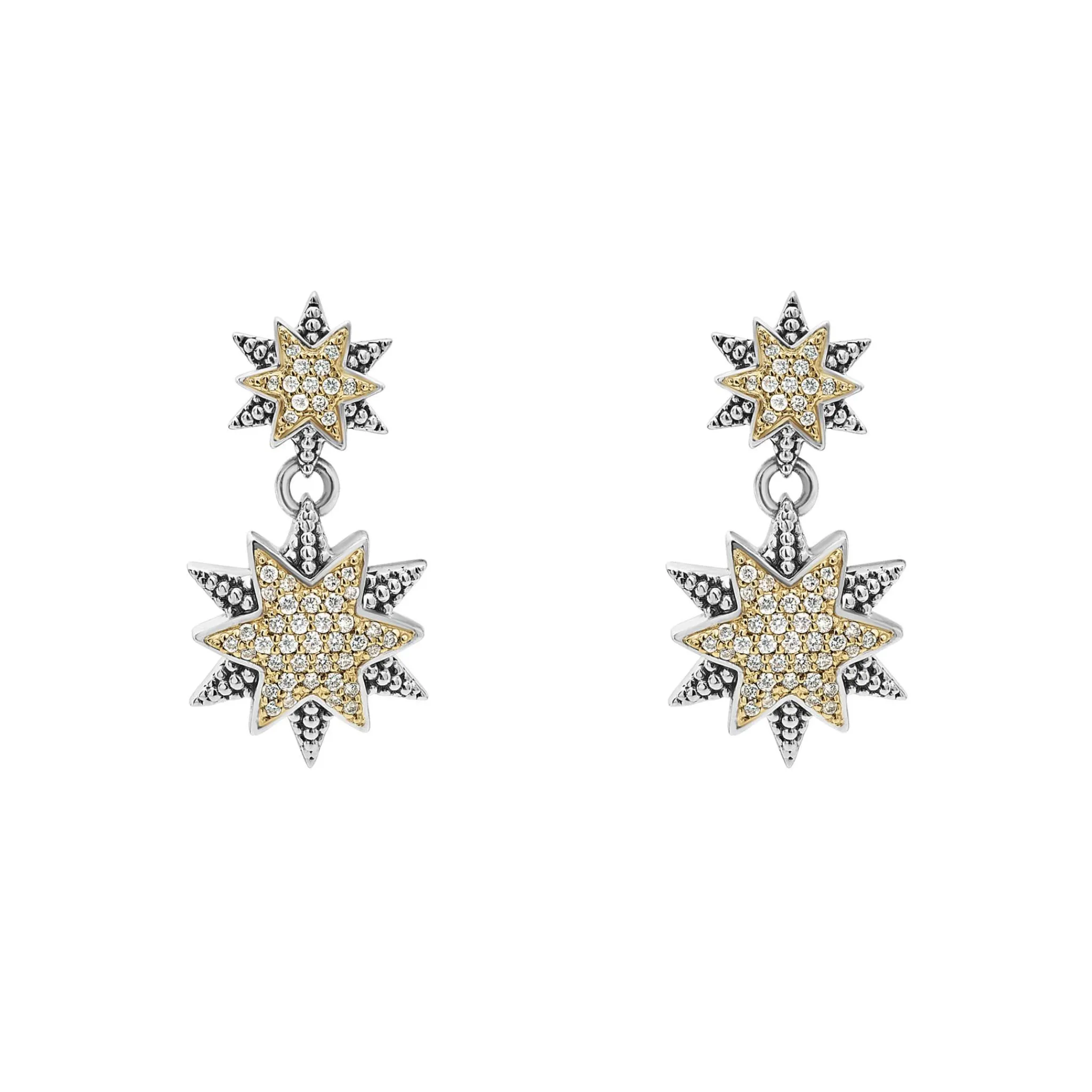 Discount LAGOS Two-Tone Star Diamond Drop Earrings